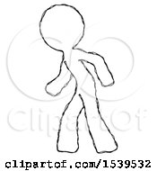 Poster, Art Print Of Sketch Design Mascot Man Suspense Action Pose Facing Left
