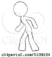 Sketch Design Mascot Woman Suspenseaction Pose Facing Left