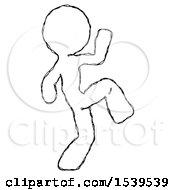 Poster, Art Print Of Sketch Design Mascot Man Kick Pose Start
