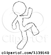 Sketch Design Mascot Woman Kick Pose Start
