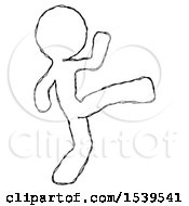 Poster, Art Print Of Sketch Design Mascot Man Kick Pose