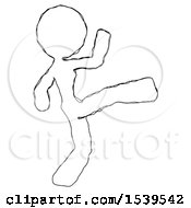 Sketch Design Mascot Woman Kick Pose