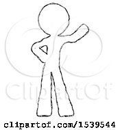 Sketch Design Mascot Man Waving Left Arm With Hand On Hip