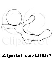 Poster, Art Print Of Sketch Design Mascot Woman Skydiving Or Falling To Death