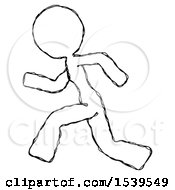 Sketch Design Mascot Woman Running Fast Left