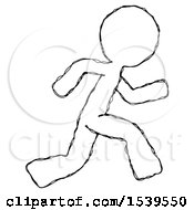 Poster, Art Print Of Sketch Design Mascot Man Running Fast Right