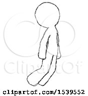 Sketch Design Mascot Man Floating Through Air Right