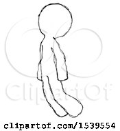 Sketch Design Mascot Man Floating Through Air Left