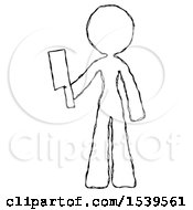 Sketch Design Mascot Woman Holding Meat Cleaver
