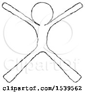 Sketch Design Mascot Man With Arms And Legs Stretched Out
