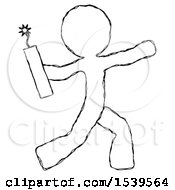 Sketch Design Mascot Man Throwing Dynamite