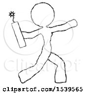 Sketch Design Mascot Woman Throwing Dynamite