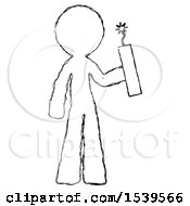 Poster, Art Print Of Sketch Design Mascot Man Holding Dynamite With Fuse Lit