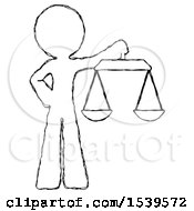Poster, Art Print Of Sketch Design Mascot Man Holding Scales Of Justice