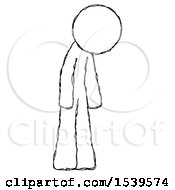 Poster, Art Print Of Sketch Design Mascot Man Depressed With Head Down Turned Right