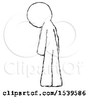 Poster, Art Print Of Sketch Design Mascot Man Depressed With Head Down Back To Viewer Left
