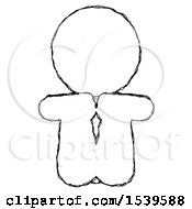 Sketch Design Mascot Man Sitting With Head Down Facing Forward