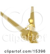 Gold Person Standing On A Path That Forks Off Into Two Different Directions Trying To Decide Which Way To Go Clipart Illustration Image by 3poD