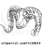 Clipart Of A Mountain Sheep Argali Head Royalty Free Vector Illustration by patrimonio