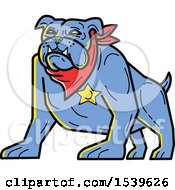 Poster, Art Print Of Blue Sheriff Bulldog Wearing A Bandana And Badge