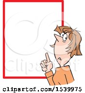 Poster, Art Print Of Woman Pointing To A Warning Or Notice Sign