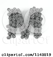 Poster, Art Print Of 3d Checkered Sphere Patterned Capital Letter M On A White Background