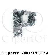 Poster, Art Print Of 3d Nuts And Bolts Capital Letter P On A White Background