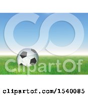 Poster, Art Print Of 3d Soccer Ball In Grass Against A Blue Sky
