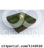 Poster, Art Print Of 3d Soccer Ball On Grass Patch Over A Gray Background