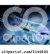 Poster, Art Print Of 3d Dna Strand And Virus Cell Medical Background
