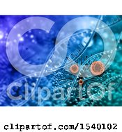 Clipart Of A 3d Dna Strand And Virus Cell Medical Background Royalty Free Illustration