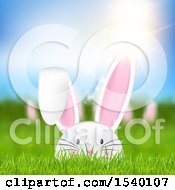 Clipart Of A Happy Easter Bunny In Grass Royalty Free Vector Illustration by KJ Pargeter
