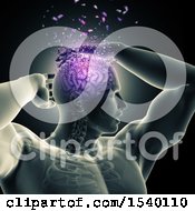 Poster, Art Print Of 3d Xray Man With Visible Purple Brain And Shatters