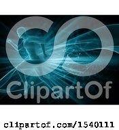 Clipart Of A 3d Man Sprinting Over Blue Connections And Lights Royalty Free Illustration