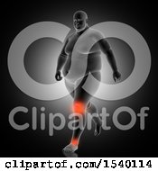 Poster, Art Print Of 3d Walking Overweight Man With Glowing Knee And Ankle Pain