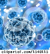 Clipart Of A 3d Blue Virus Medical Background Royalty Free Illustration