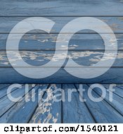 Poster, Art Print Of 3d Distressed Blue Wood Panel Background