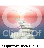 Poster, Art Print Of 3d Background Of Stones And An Ocean Sunset