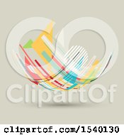 Poster, Art Print Of Colorful Abstract Floating Curve Design On A Tan Background