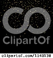 Clipart Of A Background Of Gold Confetti On Black Royalty Free Vector Illustration