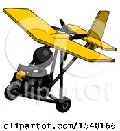 Poster, Art Print Of Black Design Mascot Woman In Ultralight Aircraft Top Side View