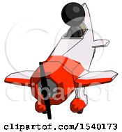 Poster, Art Print Of Black Design Mascot Man In Geebee Stunt Plane Descending Front Angle View