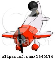 Poster, Art Print Of Black Design Mascot Woman In Geebee Stunt Plane Descending Front Angle View