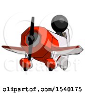 Poster, Art Print Of Black Design Mascot Man Flying In Geebee Stunt Plane Viewed From Below