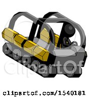 Poster, Art Print Of Black Design Mascot Man Driving Amphibious Tracked Vehicle Top Angle View