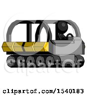 Poster, Art Print Of Black Design Mascot Man Driving Amphibious Tracked Vehicle Side Angle View