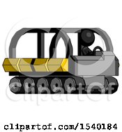 Poster, Art Print Of Black Design Mascot Woman Driving Amphibious Tracked Vehicle Side Angle View