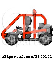 Black Design Mascot Man Riding Sports Buggy Side View