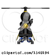 Black Design Mascot Woman Flying In Gyrocopter Front View