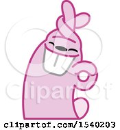 Clipart Of A Pleased Pink Bunny Rabbit Royalty Free Vector Illustration
